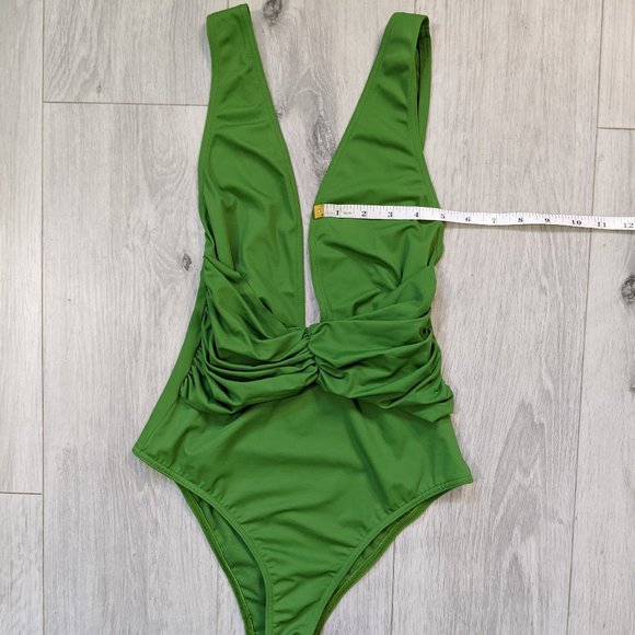 ASOS Swim Green Plunge Neckline Bathing Suit 4 - Picture 4 of 10